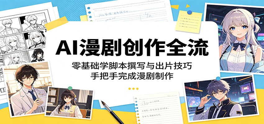 AI漫剧创作全流程:零基础学脚本撰写与出片技巧,手把手完成漫剧制作-源创文化-轻创终点站