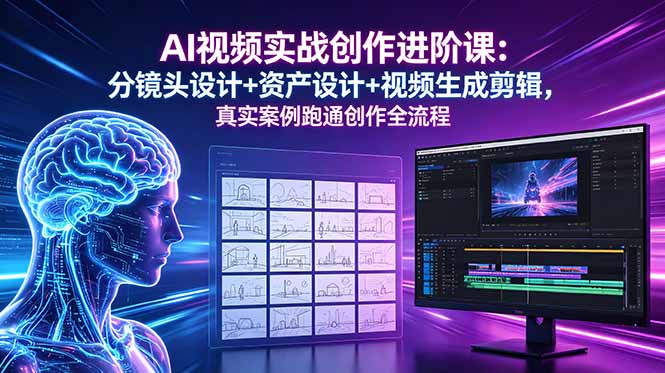 AI视频实战创作进阶课：分镜头设计+资产设计+视频生成剪辑，真实案例跑通创作全流程-源创文化-轻创终点站