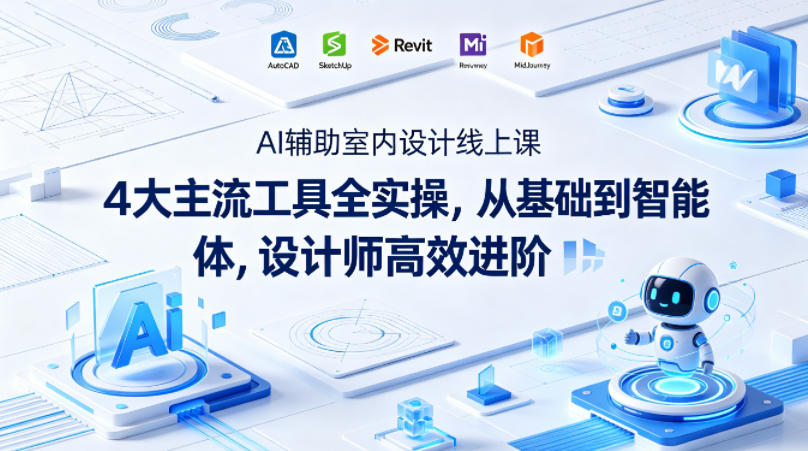 AI辅助室内设计线上课｜4大主流工具全实操，从基础到智能体，设计师高效进阶