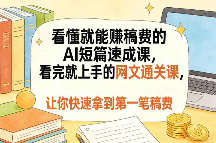 看懂就能賺稿费的AI短篇速成课，看完就上手的网文通关课，让你快速拿到第一笔稿费(更新5月)-源创文化-轻创终点站