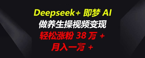 Deepseek+即梦AI,做养生操视频变现,轻松涨粉38W+,月入一W+-源创文化-轻创终点站