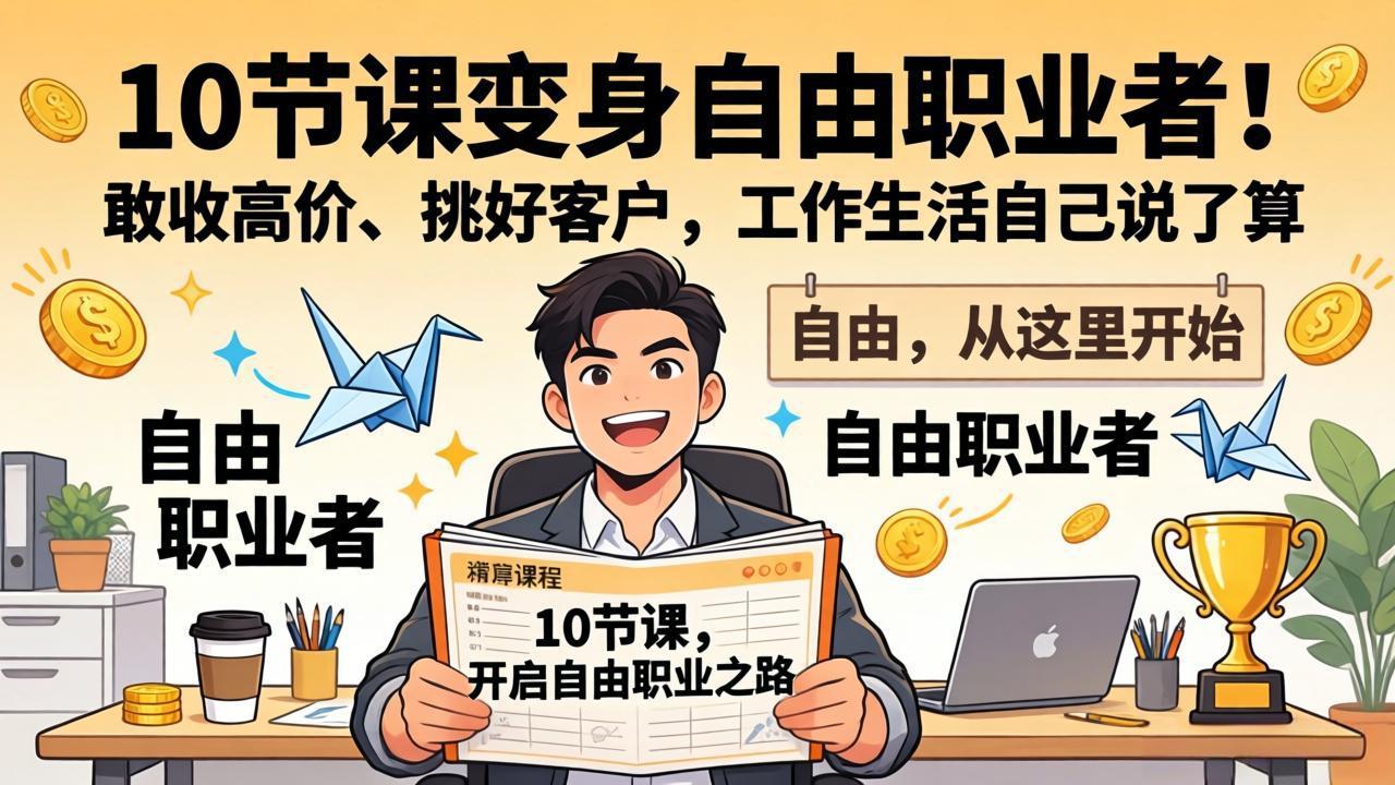 10 节课变身自由职业者!敢收高价、挑好客户,工作生活自己说了算-源创文化-轻创终点站