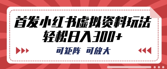 首发小红书虚拟资料玩法，可矩阵，可放大，轻松日入3张-源创文化-轻创终点站