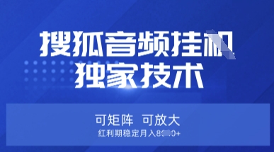 【搜狐音频挂G】独家技术，可矩阵可放大，红利期稳定月入8k【揭秘】-源创文化-轻创终点站
