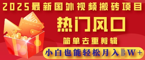 2025最新视频搬砖项目,热门风口,简单去重剪辑,小白也能轻松月入过W-源创文化-轻创终点站
