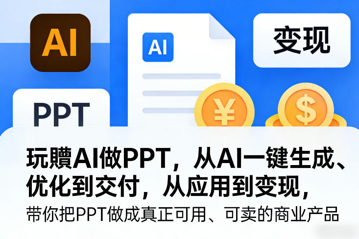 玩賺AI做PPT，从AI一键生成、优化到交付，从应用到变现，带你把PPT做成真正可用、可卖的商业产品-源创文化-轻创终点站