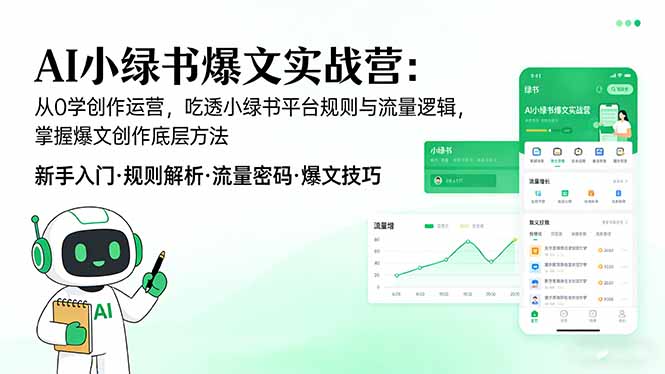 AI 小绿书爆文实战营:从0学创作运营,吃透小绿书平台规则与流量逻辑,掌握爆文创作底层方法-源创文化-轻创终点站
