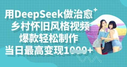 用DeepSeek做治愈乡村怀旧风格视频,爆款轻松制作,当日最高变现多张-源创文化-轻创终点站